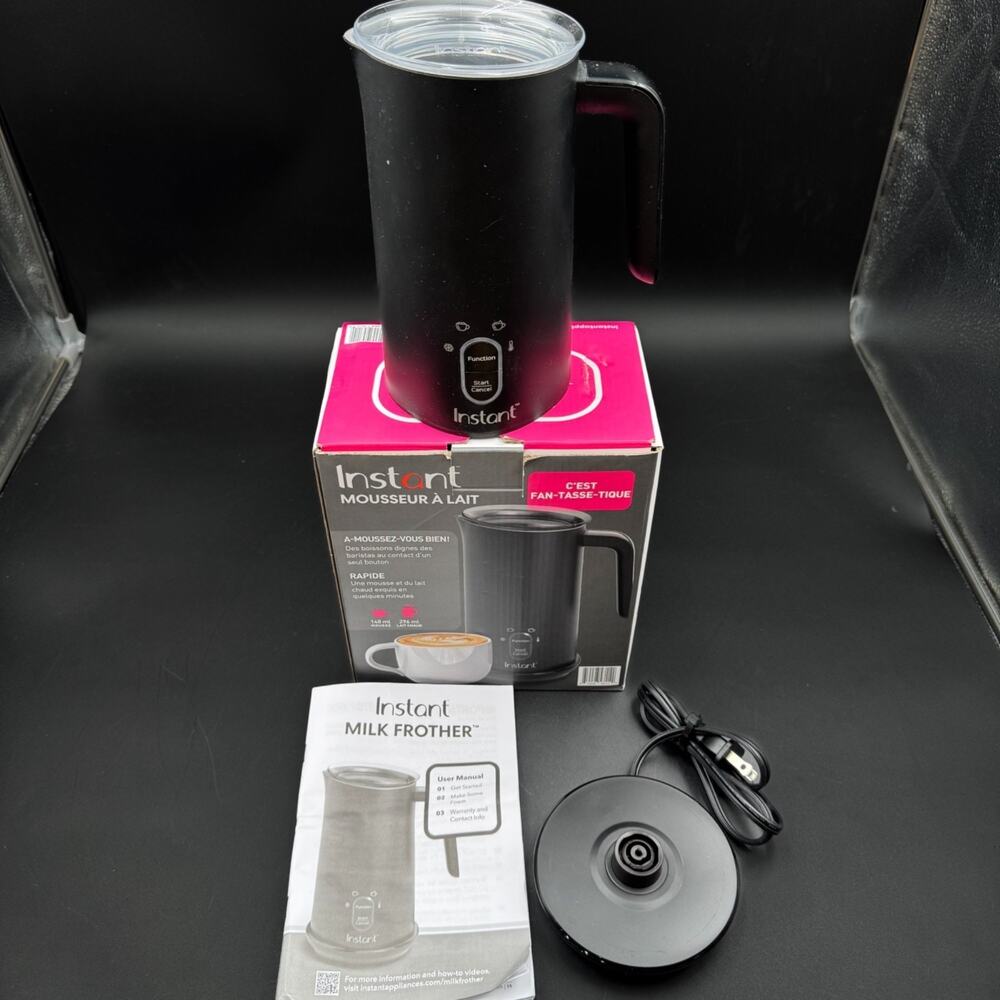 Instant Pot Milk Frother Black 4-in-1 Coffee Latte Cold Warm Foam 500W 10 OZ